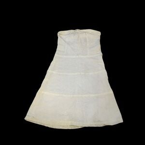 Peach Royal White Strapless midi eyelet fabric Dress New never worn